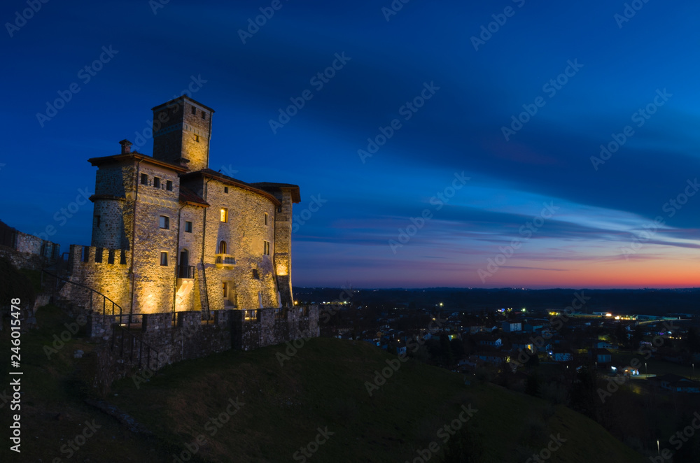 View of the Savorgnan’s Castle in Artegna, Friuli, after the sunset (blue hour) View of the Savorgnan’s Castle in Artegna, Friuli, after the sunset (blue hour)