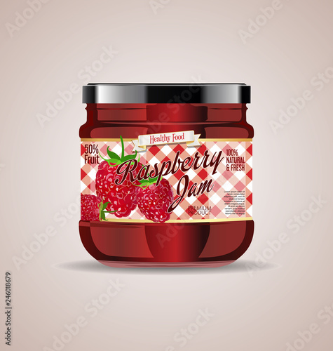 glass jar mockup raspberry jam package design