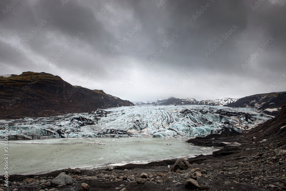 Fototapeta premium At the foot of the glacier in Iceland