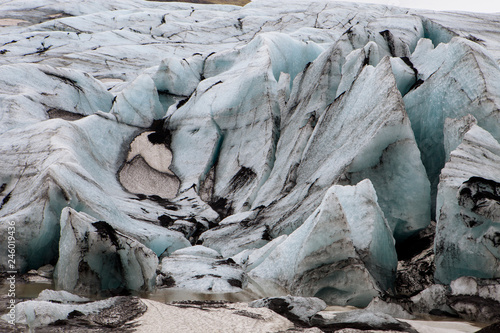 A close up of the ice on the glacier in Iceland
