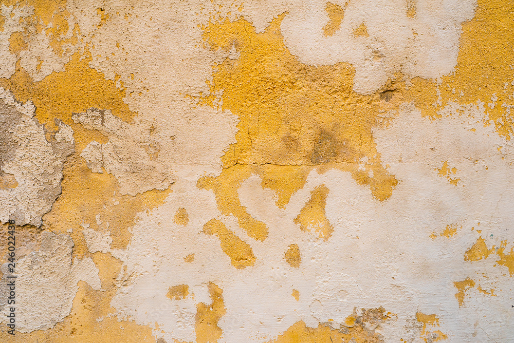 Yellow and white texture wall for background. Cement texture wall
