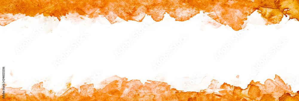 Fototapeta premium mockup watercolor texture white stripe framed by watercolor texture yellow edge. Hand drawn abstract grunge shape. Wallpaper with empty space for your text. Brush design element. watercolor frame