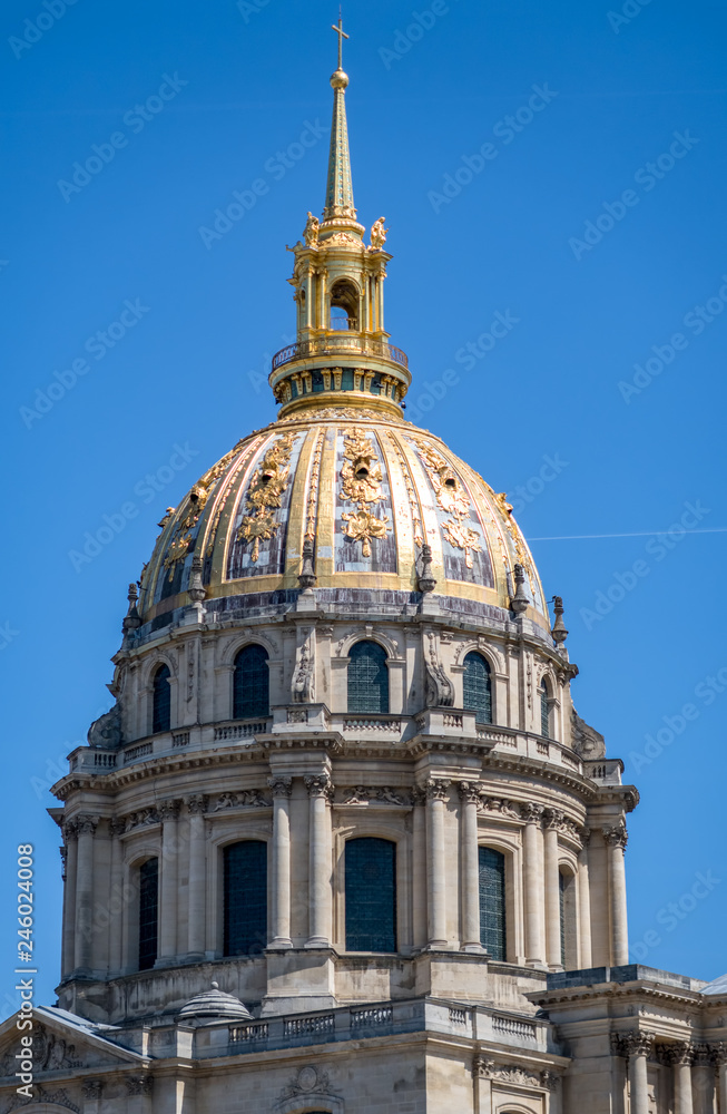 Hotel des Invalides complex in Paris, France. It contain museums and monuments, all relating to the military history of France, as well as a hospital and a retirement home for war veterans.