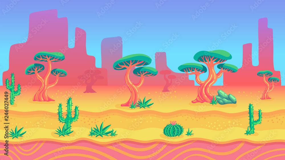 Wild west nature seamless background for game design.