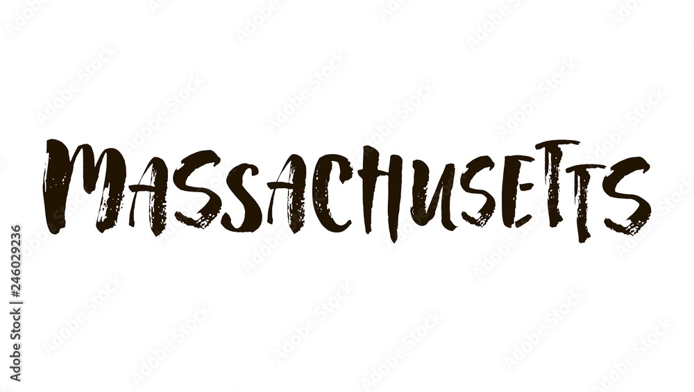 Massachusetts. Lettering. Hand drawn vector illustration. element for you design. Modern brush calligraphy. Massachusetts. Lettering. Hand drawn vector illustration. element for you design. Modern brush calligraphy.