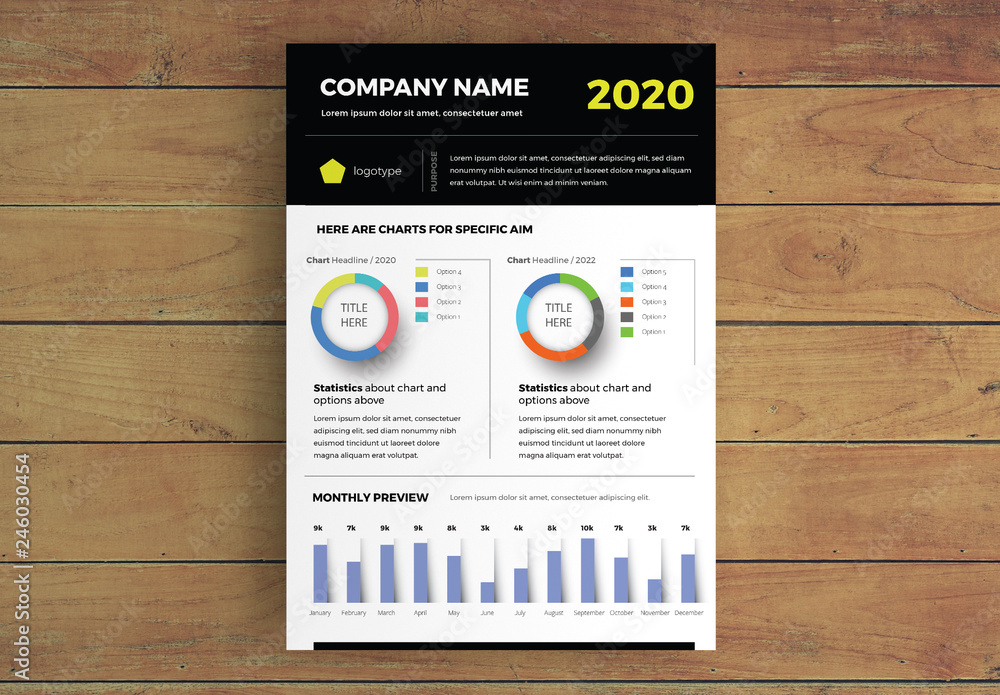 Data Report Infographic Layout with Charts Stock Template | Adobe Stock