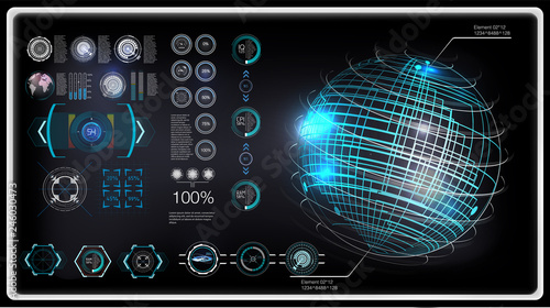 HUD set. Technology elements for (business, medicine, forex, finance, analytics) Statistic and data, sci infographic. Template Head-up display for app in HUD style. Vector illustration sky fi Ui pack