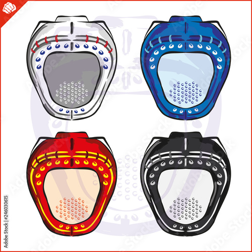 Set martial art colored helmet simbol design. Vector, EPS.