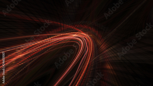 Abstract digital art background. Dynamic 3d composition of curves ands grids. Detailed fractal graphics. Data science and digital technology concept.