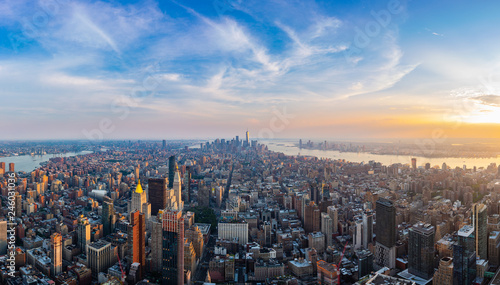 A view of Manhattan during the sunset - New York