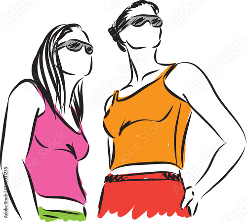 women modeling vector illustration