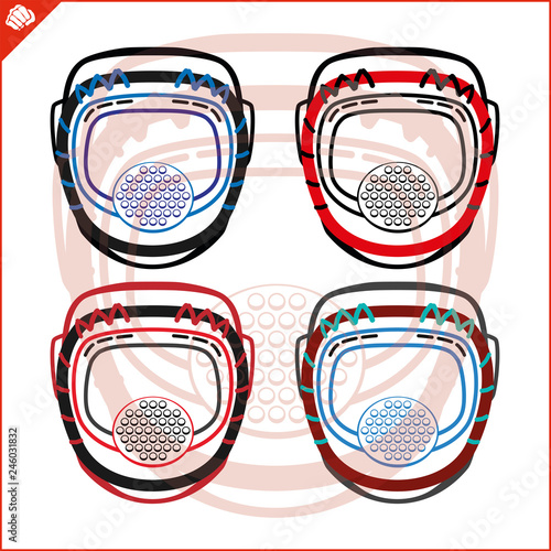 Set martial art colored helmet simbol design. Vector, EPS.