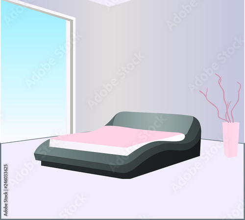 interior room with a large window

