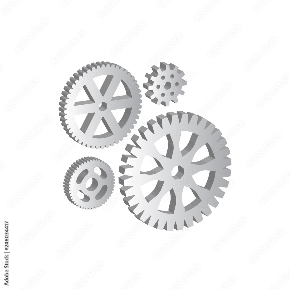 3d vector illustration of gears, cogwheels or cogs