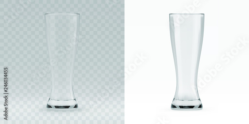 Empty transparent 3D rendered beer glass for drinking alcohol beverage