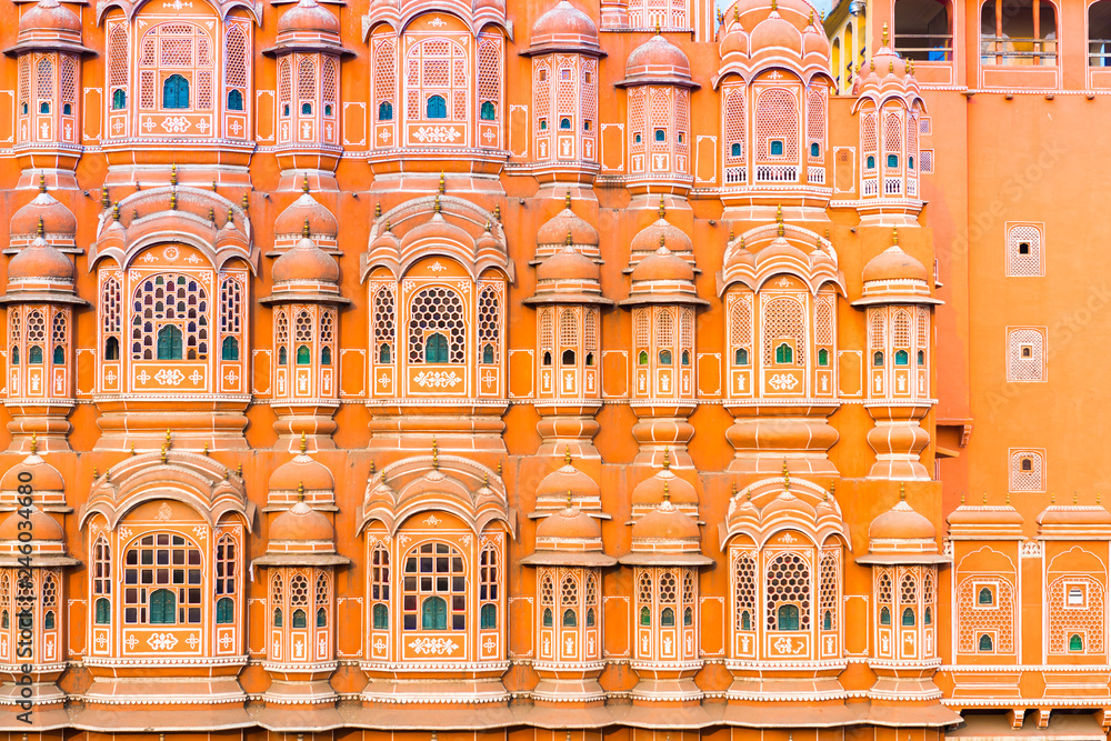 Details of Hawa Mahal palace (Palace of the Winds) in Jaipur, Rajasthan, India