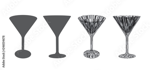 Empty martini glass isolated on white background photo