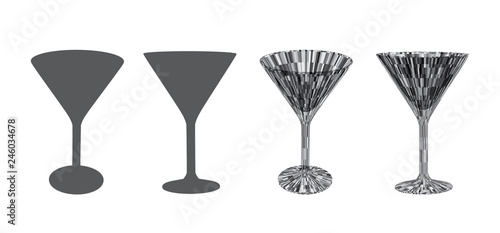 Empty martini glass isolated on white background