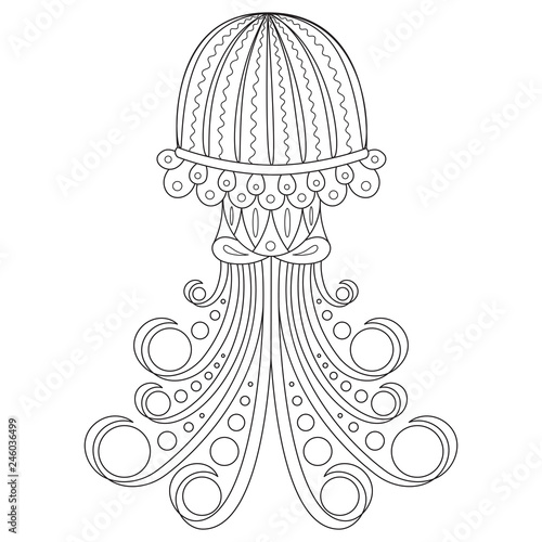 Cartoon jellyfish coloring page