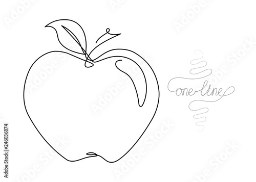 Continuous one line art drawing apple fruit