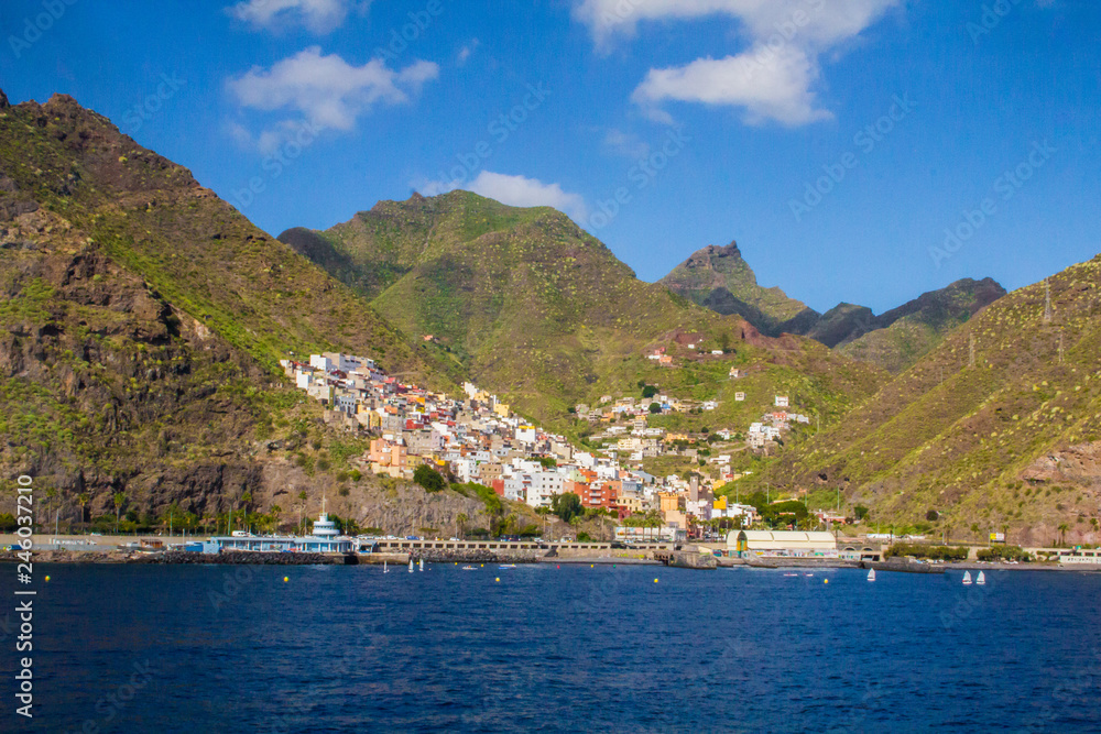 town in the middle of a valley with the sea in front in Tenerife
