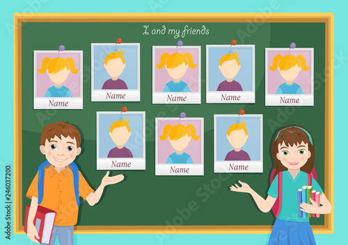 Yearbook for school about schoolgirl and schoolboy