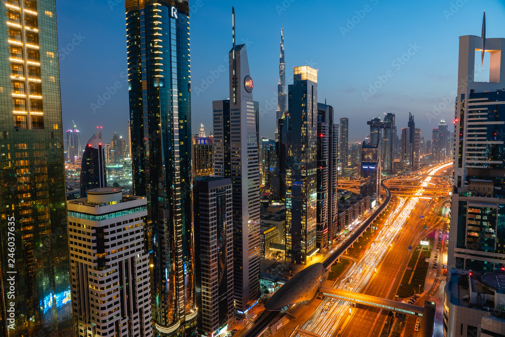 Dubai skyline rooftop 2019, United arabic emirates