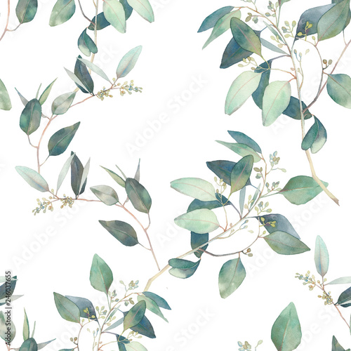 Canvas Print Watercolor eucalyptus branches ornament