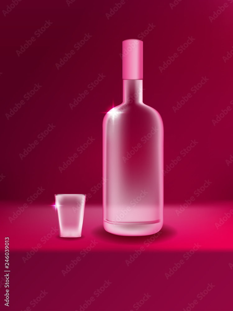 Realistic Classic Vodka Glass Bottle for Alcoholic Drink Bottles