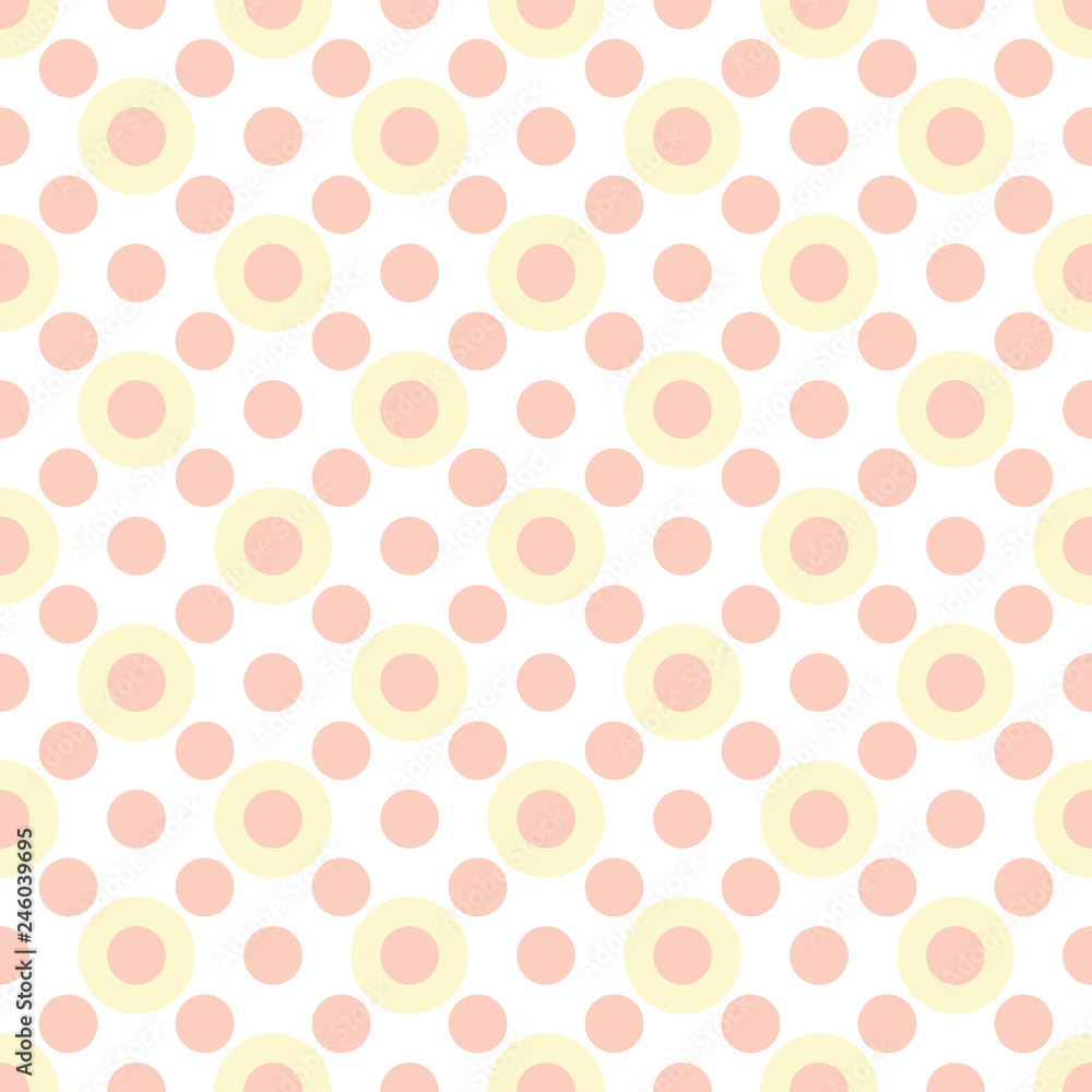Round seamless pattern. Seamless retro circle pattern. Dotted round seamless background, pattern, ornament for wrapping paper, fabric, textile, website, wallpaper. Vector illustration. 