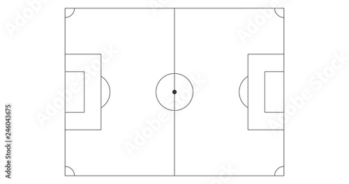 Black Line art soccer field icon. Sport vector illustration isolated on white background.