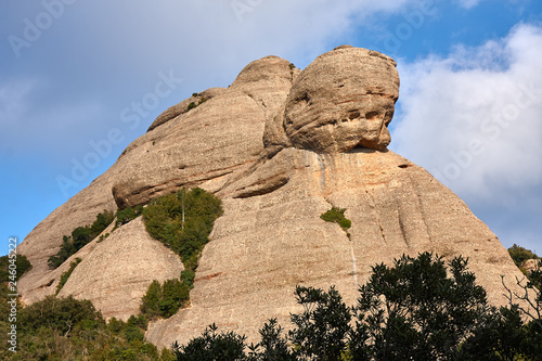 Mountains in Montserrat in Catalonia of Spain in a sunny day. Very interesting shape rocks. photo