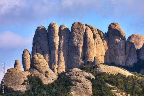 Mountains in Montserrat in Catalonia of Spain in a sunny day. Very interesting shape rocks. photo