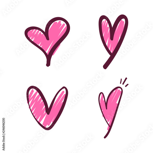 Set of hand drawn hearts, valentine's day doodle, love symbol © Matias