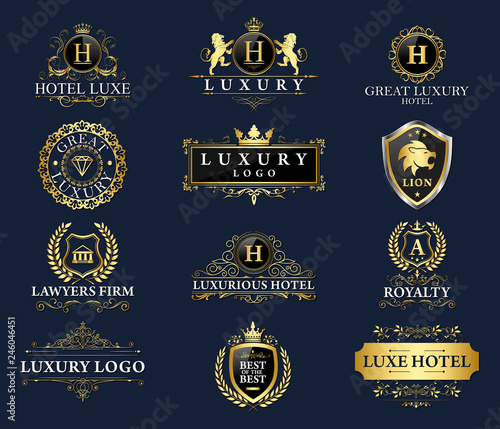 Great Luxury Set, Royal and Elegant Logo Vector Design	