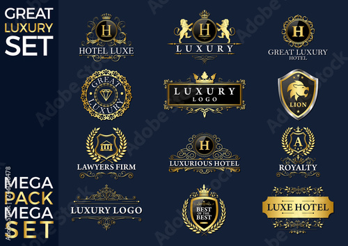 Great Luxury Set, Royal and Elegant Logo Vector Design	
