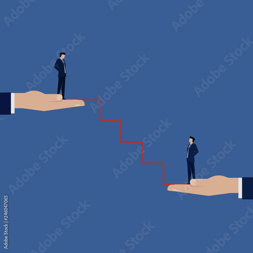 Businessman career opportunity with red stair to the next level.