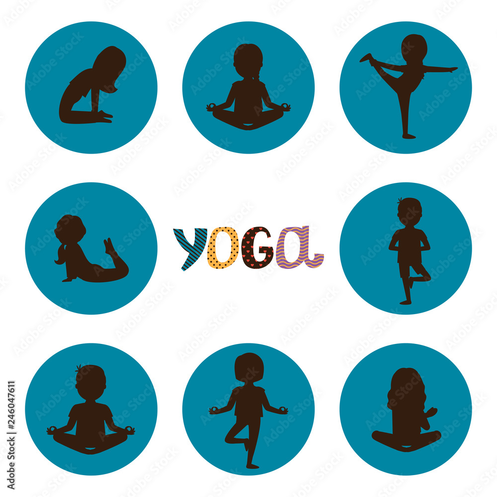Vector Yoga Silhouette Clipart, Planner Stickers, Cute Yoga Poses , INSTANT  DOWNLOAD, Commercial Use , Gym Graphics, Fitness, Workout Set 