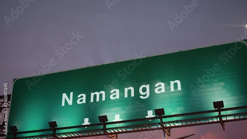 Airplane Landing Namangan during a wonderful sunrise photo