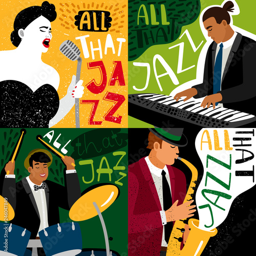 Photography Banners jazz band play on musical instruments