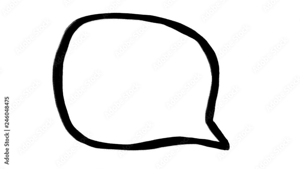 Hand drawn animation of round speech bubble over a white screen .Cartoon looking drawing. Hand drawn animation of round speech bubble over a white screen .Cartoon looking drawing.