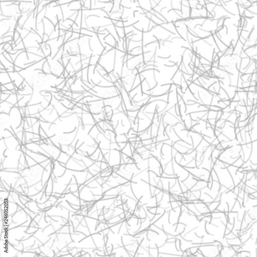 Abstract seamless pattern of randomly arranged curves in white and gray colors