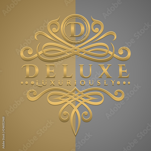 Classic Luxurious Letter D Logo with Embossed Gold Style Logo