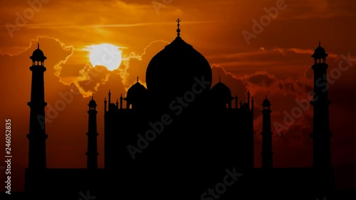 Taj Mahal at Sunset, the Ivory-White Marble Mausoleum and UNESCO World Heritage Site at Agra, Uttar Pradesh, India