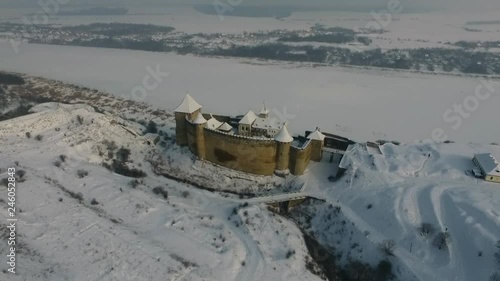 Wallpaper Mural Aerial view of Khotyn castle, western Ukraine, Europe in winter landscape. Torontodigital.ca
