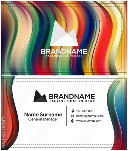 Vector modern creative and clean business card template, polygon background, flyer design, name card template. Corporate identity with abstract illustration. Vector company style for brandbook and gui