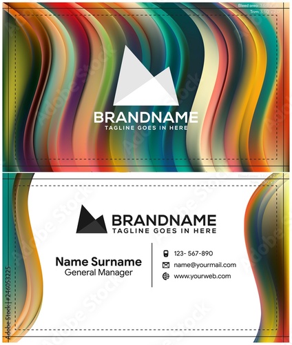 Vector modern creative and clean business card template, polygon background, flyer design, name card template. Corporate identity with abstract illustration. Vector company style for brandbook and gui