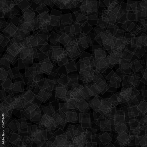 Fototapeta Naklejka Na Ścianę i Meble -  Abstract seamless pattern of randomly distributed translucent squares in black and gray colors