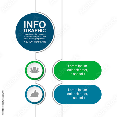 Vector infographic template for vertical diagram, graph, presentation, chart, business concept with 2 options.