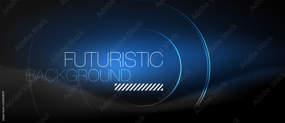 Dark abstract background with glowing neon circles Dark abstract background with glowing neon circles